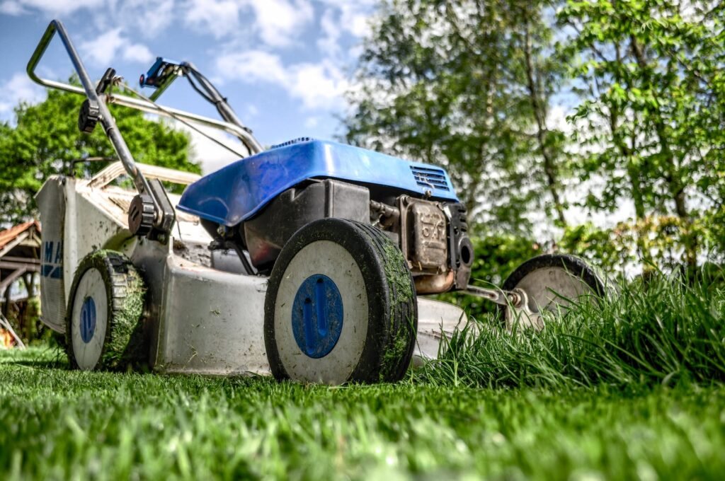 lawn mower vehicle on grass