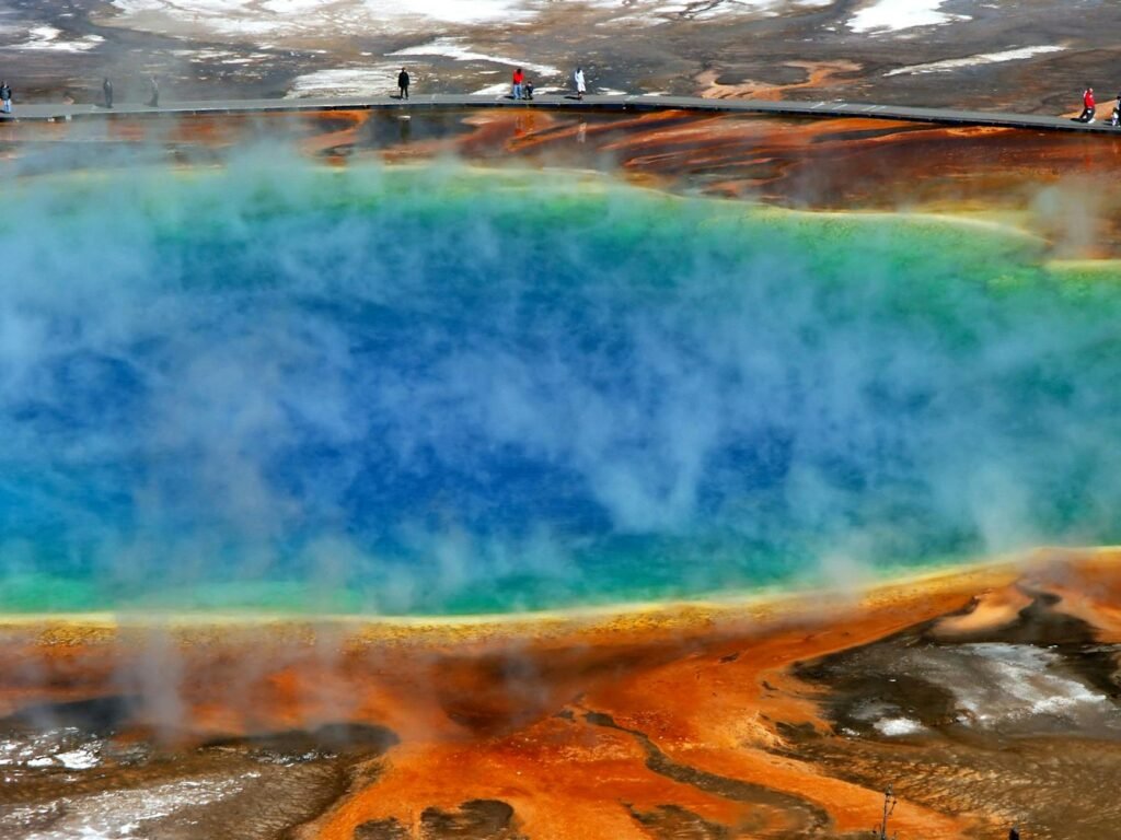 lake with white steam