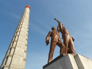 juche tower and statue in pyongyang in north korea