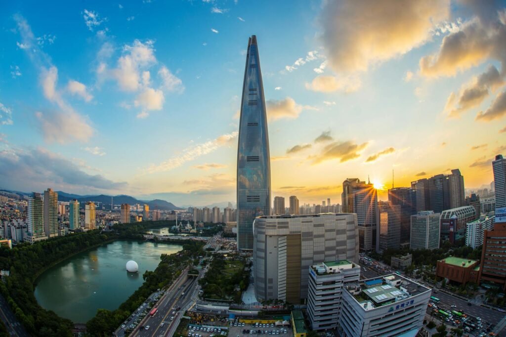 buildings and body of water during golden hour