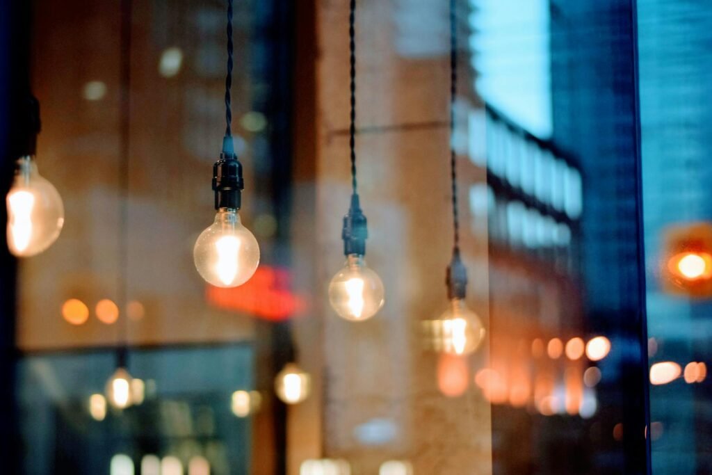 selective focus photography of light bulbs